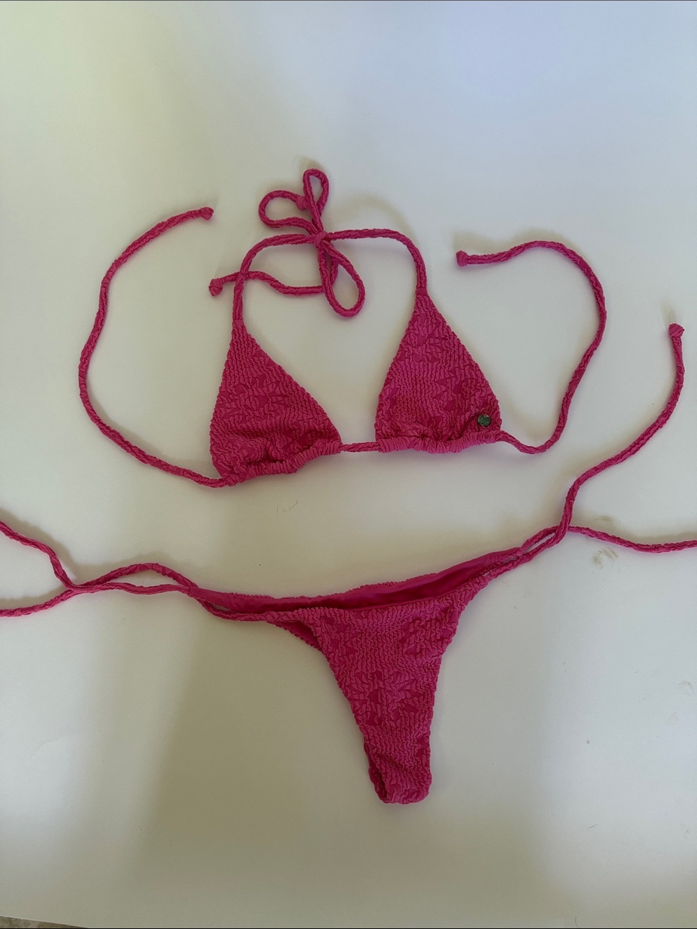 Billabong Hot Pink Textured String Bikini